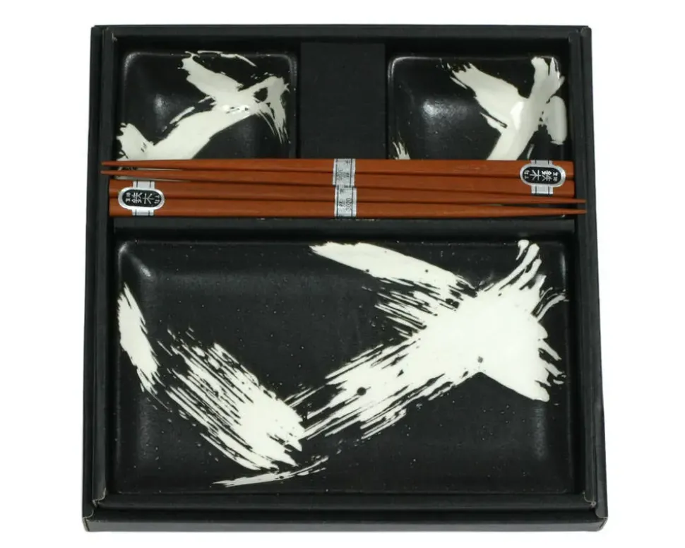 Black Brush Stroke Sushi Set