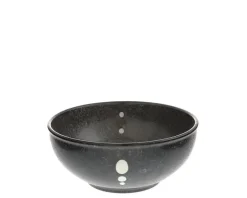 Satin Black White Dots 6-1/4" Bowl