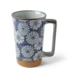 Tall Mug Blue Mums 12 Oz.